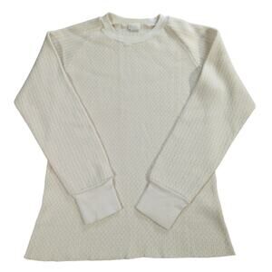 Vintage Sears Mens Store Thermal Shirt M Cream Wool Blend Orlon 70s USA Made